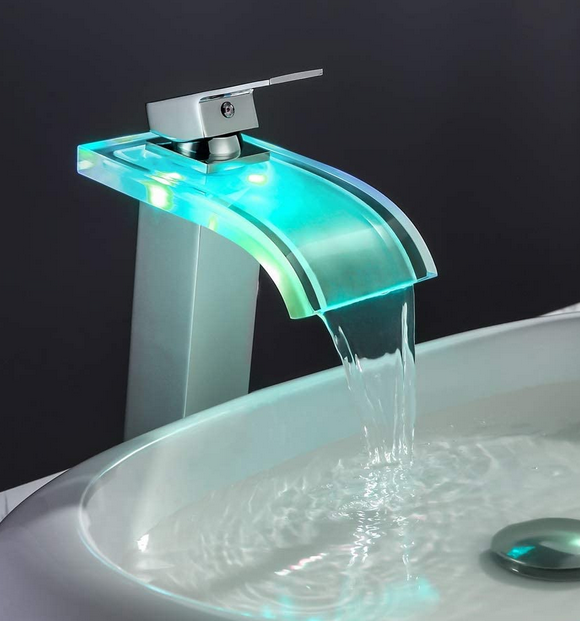 LED Temperature Color Changing  Waterfall Faucet Light Water Tap