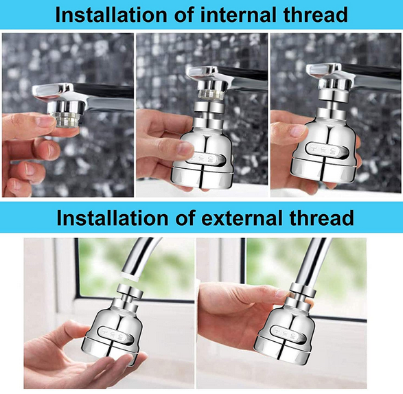 360 Degree Rotating Movable Universal Adapter Kitchen Faucet Tap Head with 3 Modes