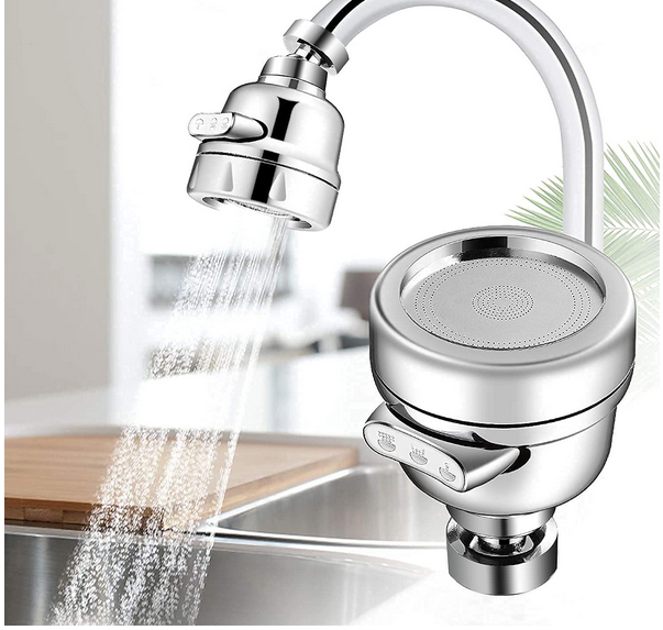 360 Degree Rotating Movable Universal Adapter Kitchen Faucet Tap Head with 3 Modes