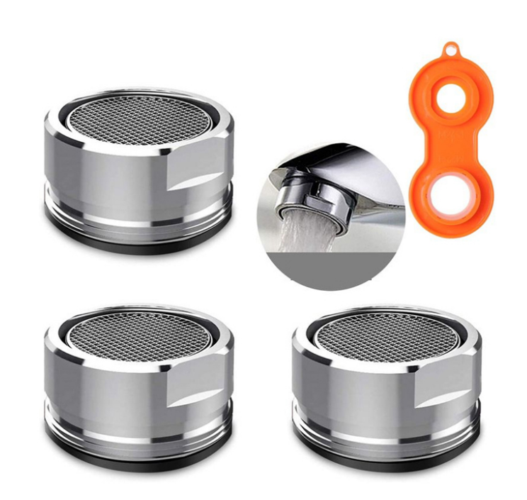 3 Pack 24MM Thread Faucet Aerator Bathroom  Kitchen Sink Aerator Replacement Parts with a Faucet Aerator Wrench