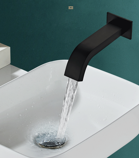 Electronic Water Saving Wall Mount Black Sensor  Tap Bathroom Wash Basin Automatic Infrared Faucet