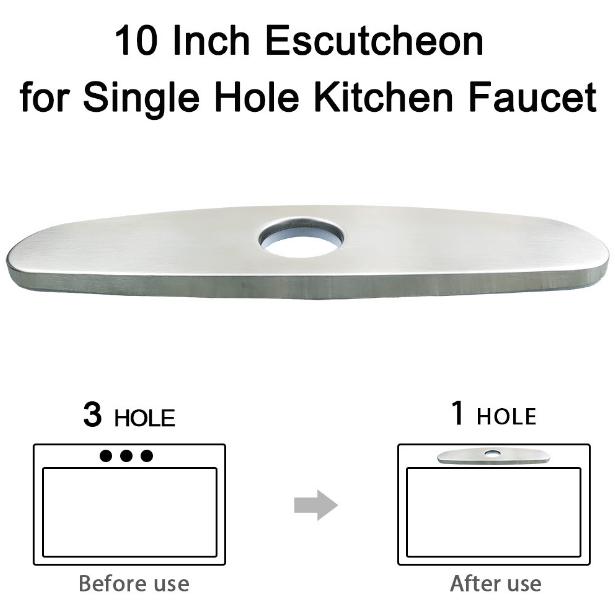 10 Inch Nickle Brushed Stainless Steel Kitchen Faucet Hole Cover Deck Base Plate for Kitchen Sink or Bathroom