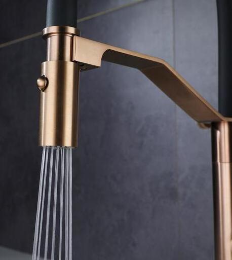 Luxury Rose Gold Black PVC Universal Flexible Neck Water Mixer 304 Stainless Steel Taps  Pull Out  Kitchen Sink Faucets