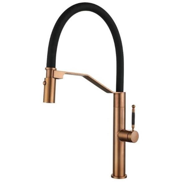 Luxury Rose Gold Black PVC Universal Flexible Neck Water Mixer 304 Stainless Steel Taps  Pull Out  Kitchen Sink Faucets