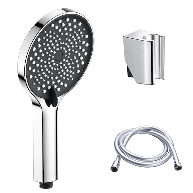 New Design  Bathroom Black Chrome Rain High Pressure 3 Functions Hand Shower Set Handheld Shower Kit With Hose and Bracket