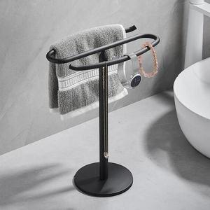 New Matt Black Standing Hand Stand Towel Racks for Bathroom, Freestanding Kitchen Hand Towel Holder for Countertop