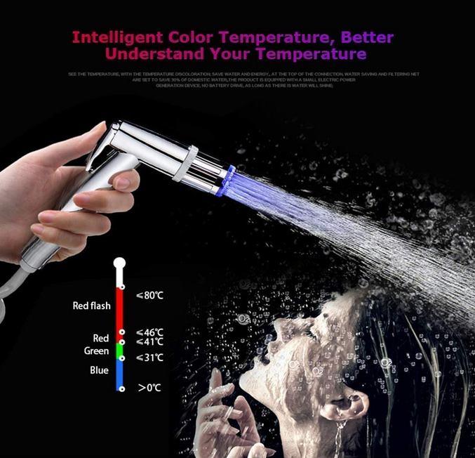 LED Multi 7 Colors Changing Light Kitchen Faucet Spray Head Replacements Parts for Kitchen and Bathroom