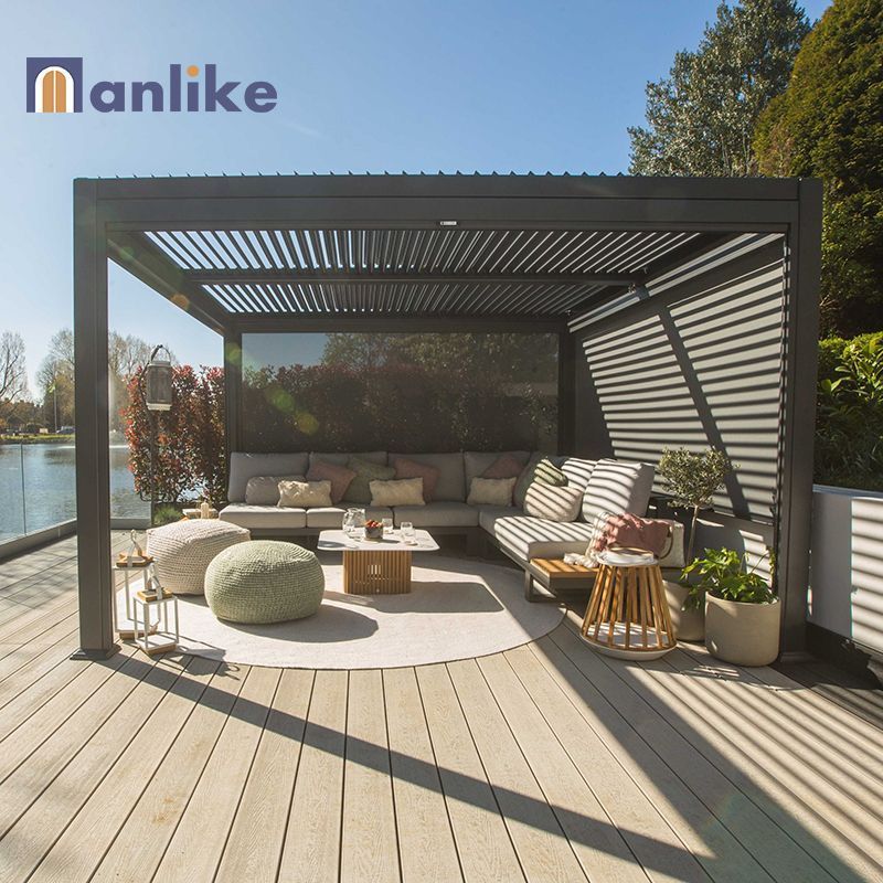 Anlike Modern Louver Wall Mounted Exterior Waterproof Gazebo Outdoor Veranda Terrace Aluminium Pergola