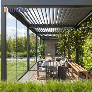 Anlike Modern Louver Wall Mounted Exterior Waterproof Gazebo Outdoor Veranda Terrace Aluminium Pergola