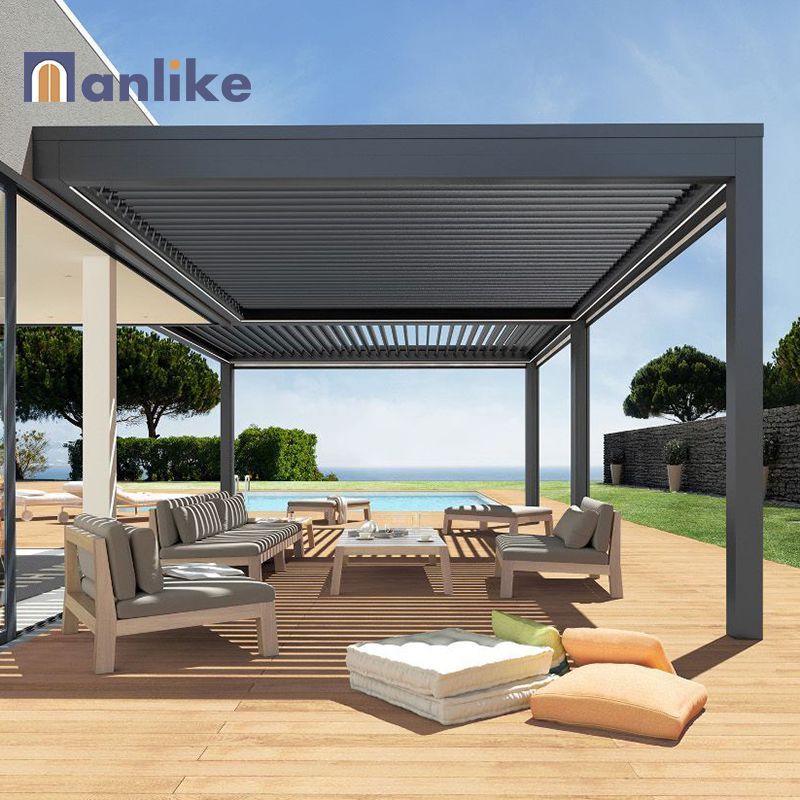 Anlike Modern Louver Wall Mounted Exterior Waterproof Gazebo Outdoor Veranda Terrace Aluminium Pergola