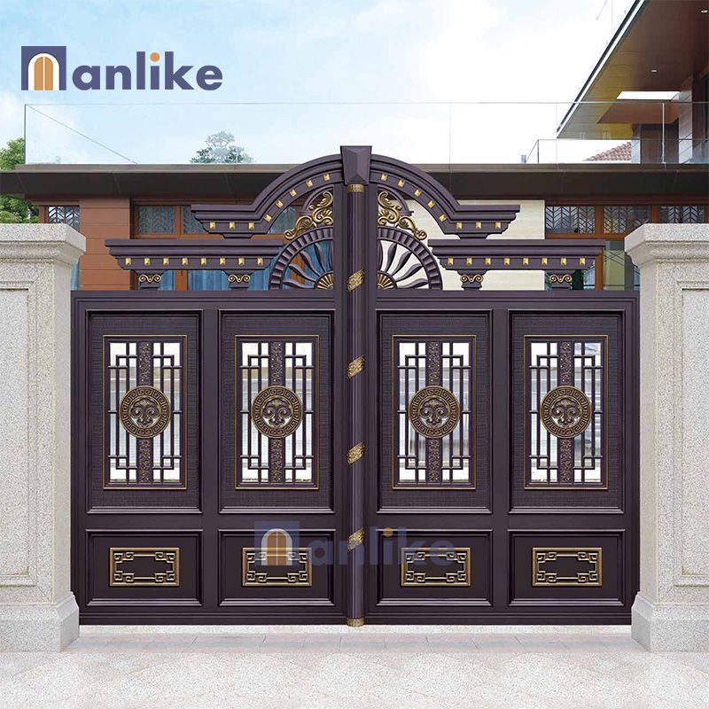 Anlike European Temple Main Privacy Double Electric Modern Entrance Swing Aluminium Garden Gate