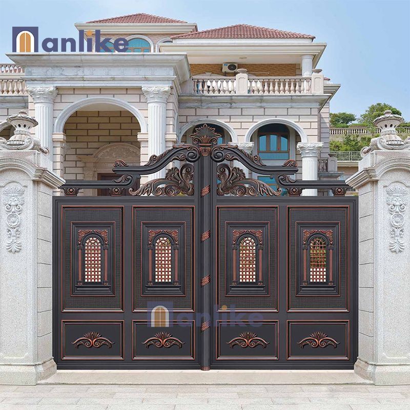 Anlike European Temple Main Privacy Double Electric Modern Entrance Swing Aluminium Garden Gate