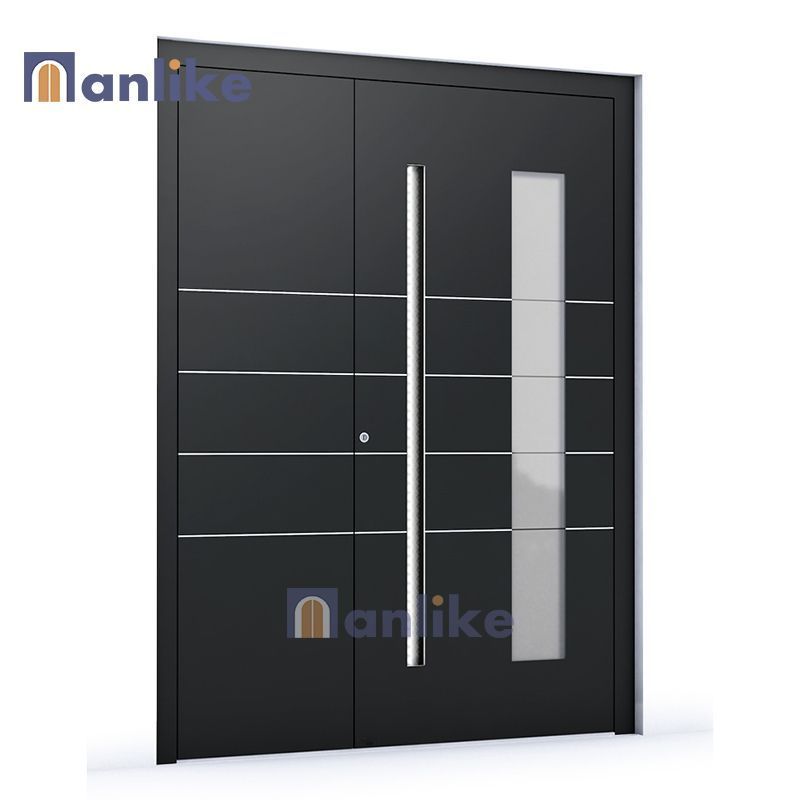 Anlike Residential High Grade Trade Price Carve Entry Exterior Main Aluminum Panel Swing Front Black Door For House