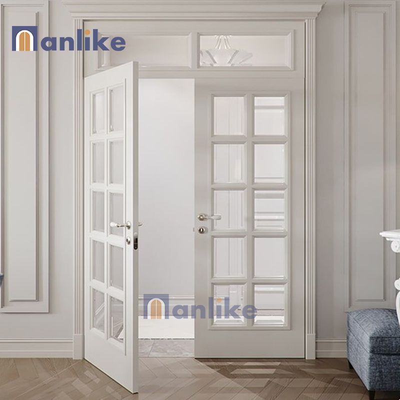 Anlike Simple Design Apartment Custom Internal White Hollow Core House 3 Panel Modern Solid Wooden Door Interior