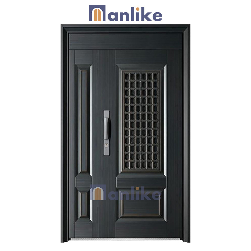 Anlike New Design Wholesale Anti Burglar Smart Lock Double-Leaf Steel Exterior Security Doors For House