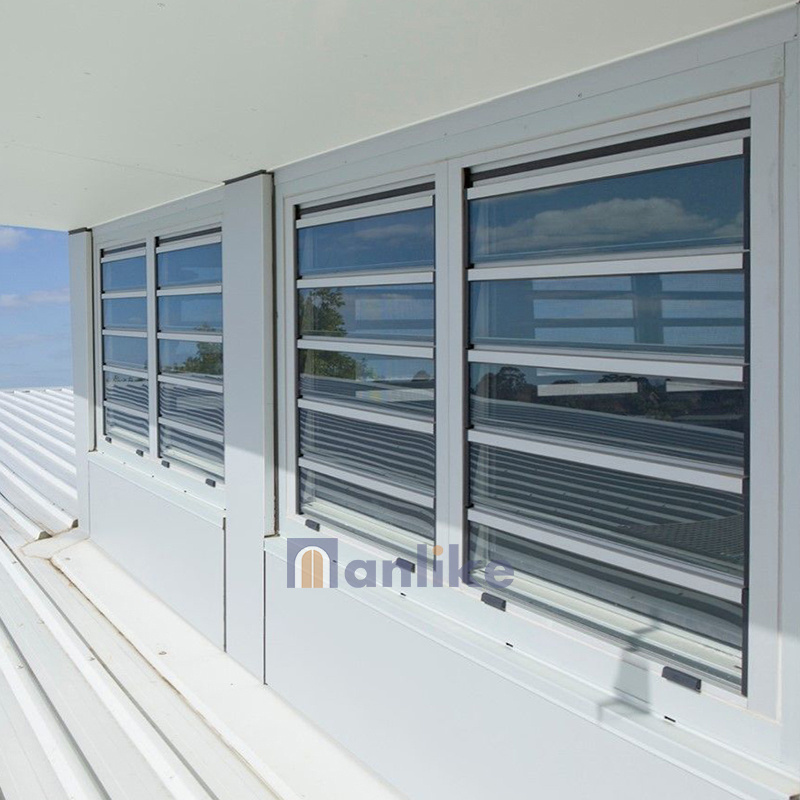 Anlike Black Fixed Exterior Modern Louvre Blade Vertical Aluminium Louvers Glass Jalousie Shutter Window Blind