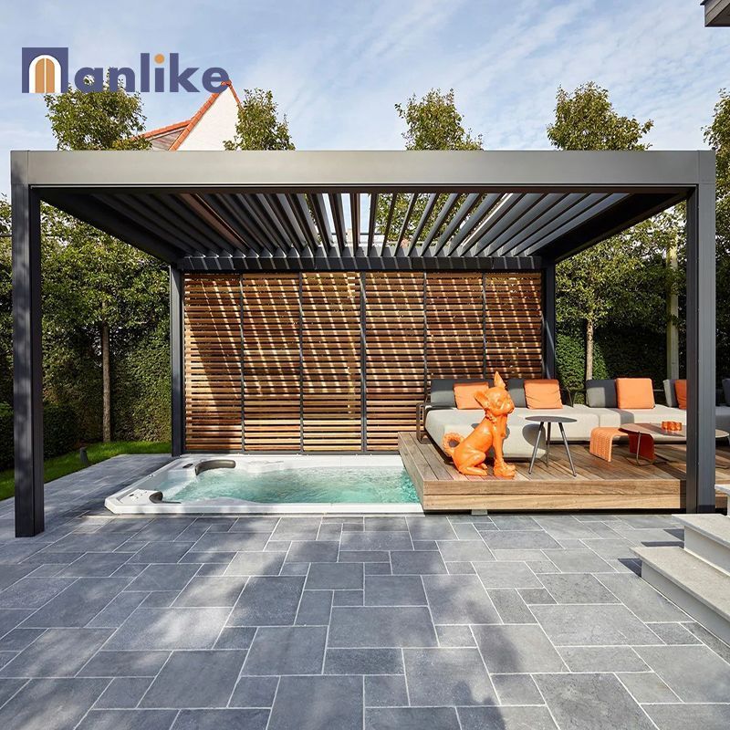 Anlike Exterior Garden Outdoor Sun Motorized Shade Electric Louvered Over Deck Bioclimatic Aluminium Pergola Canopy