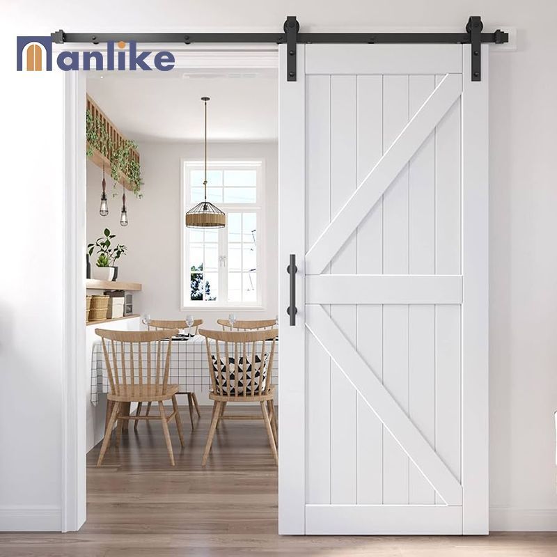 Anlike European Hidden Track Horse Soft Close Hardware Bathroom Double Bedroom  Interior Solid Wood Barn Door Sliding Modern