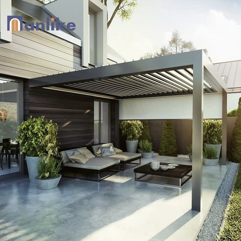 Anlike Exterior Garden Outdoor Sun Motorized Shade Electric Louvered Over Deck Bioclimatic Aluminium Pergola Canopy