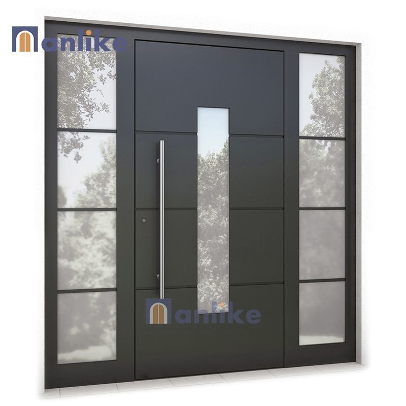 Anlike Residential High Grade Trade Price Carve Entry Exterior Main Aluminum Panel Swing Front Black Door For House