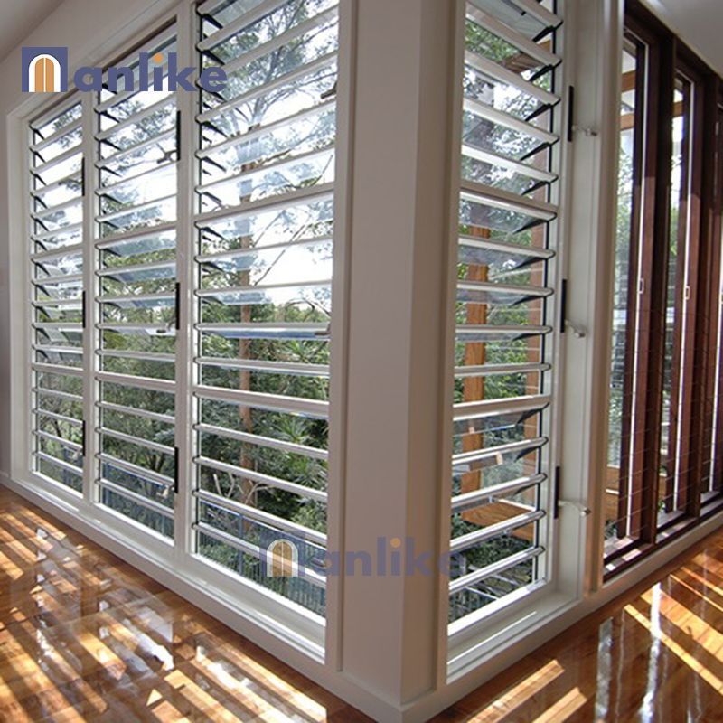 Anlike Vertical Adjustable Jalousie Frosted Glass Blade Bedroom Interior Aluminum Shutter Window Blind