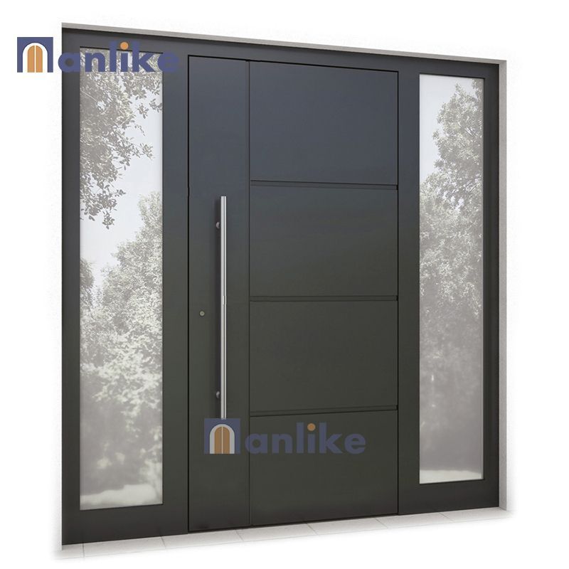 Anlike Residential High Grade Trade Price Carve Entry Exterior Main Aluminum Panel Swing Front Black Door For House