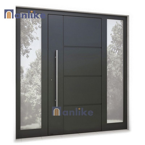 Anlike Residential High Grade Trade Price Carve Entry Exterior Main Aluminum Panel Swing Front Black Door For House