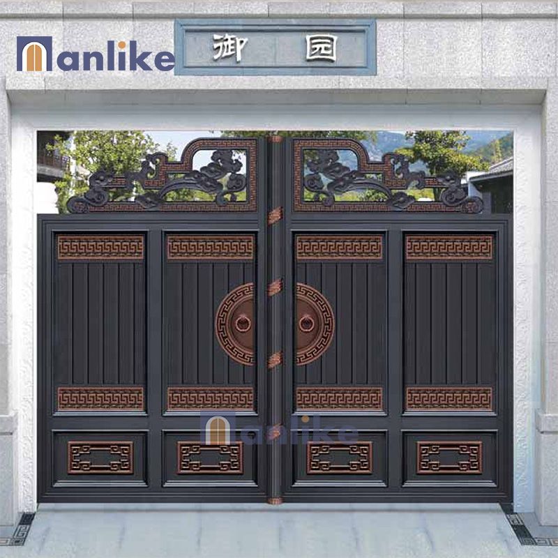 Anlike Face Recognition Lock New Style Garden Main Pillars Entrance Double Aluminum Home Front Gate Design