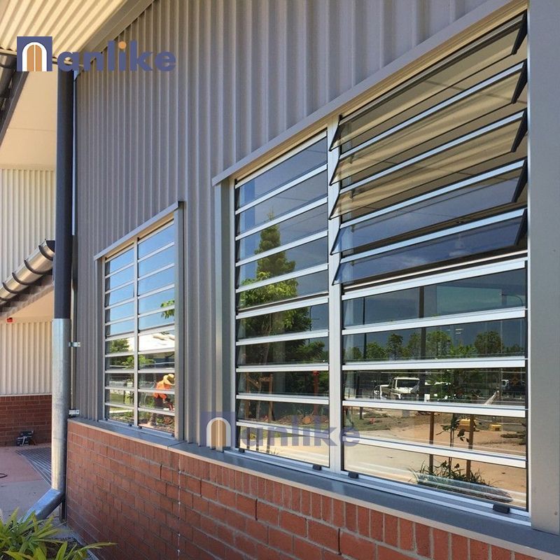 Anlike Black Fixed Exterior Modern Louvre Blade Vertical Aluminium Louvers Glass Jalousie Shutter Window Blind