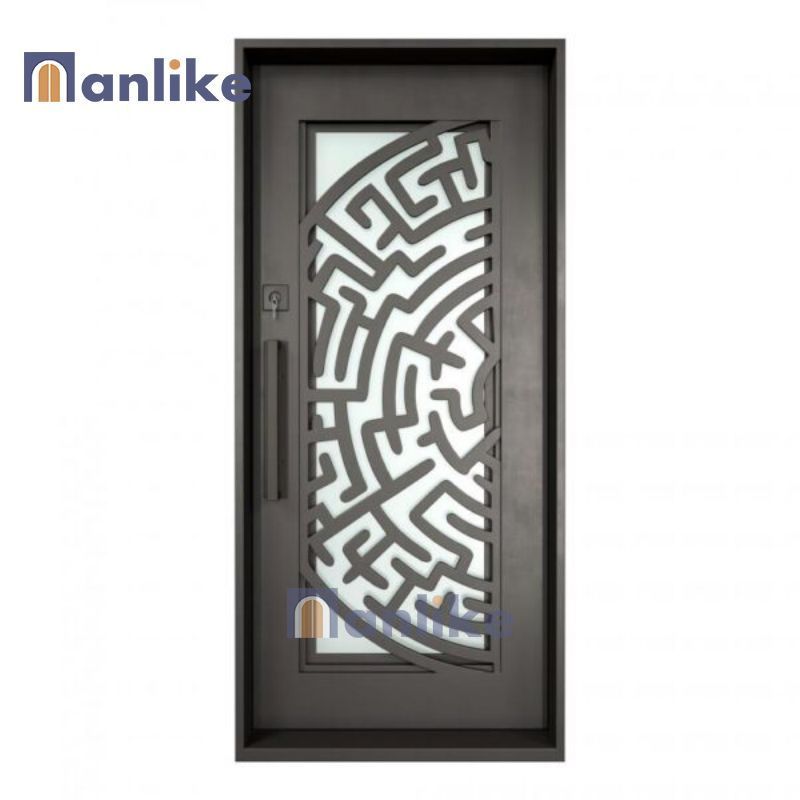 Anlike European Looking Flower Simple House Single Modern Front Wrought Iron Door Designs With Sidelights