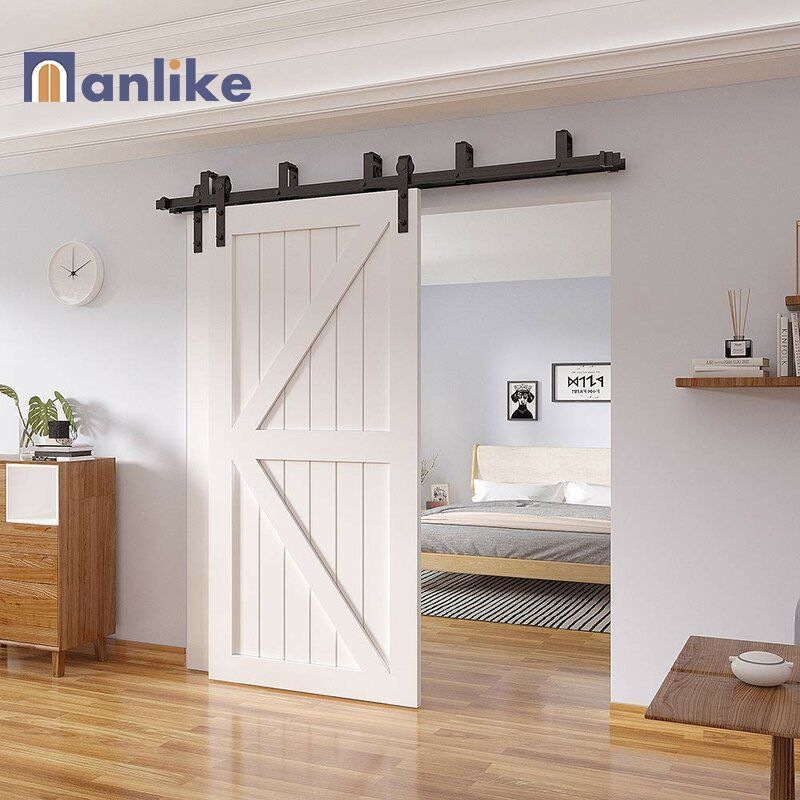 Anlike European Hidden Track Horse Soft Close Hardware Double Bedroom Exterior Interior Solid Wood Barn Door Sliding Modern