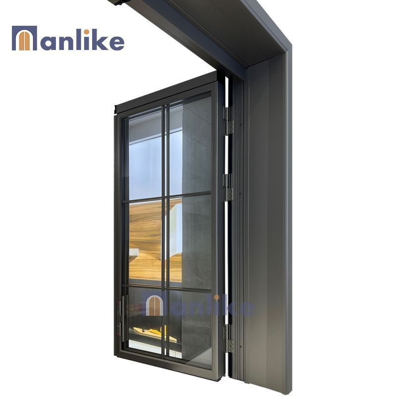 Anlike Latest Product Space Saving Bathroom Hotel Trackless Swing Slide Interior Double Glass Aluminum Pt Door