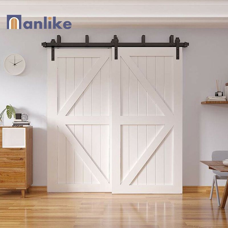 Anlike European Hidden Track Horse Soft Close Hardware Double Bedroom Exterior Interior Solid Wood Barn Door Sliding Modern