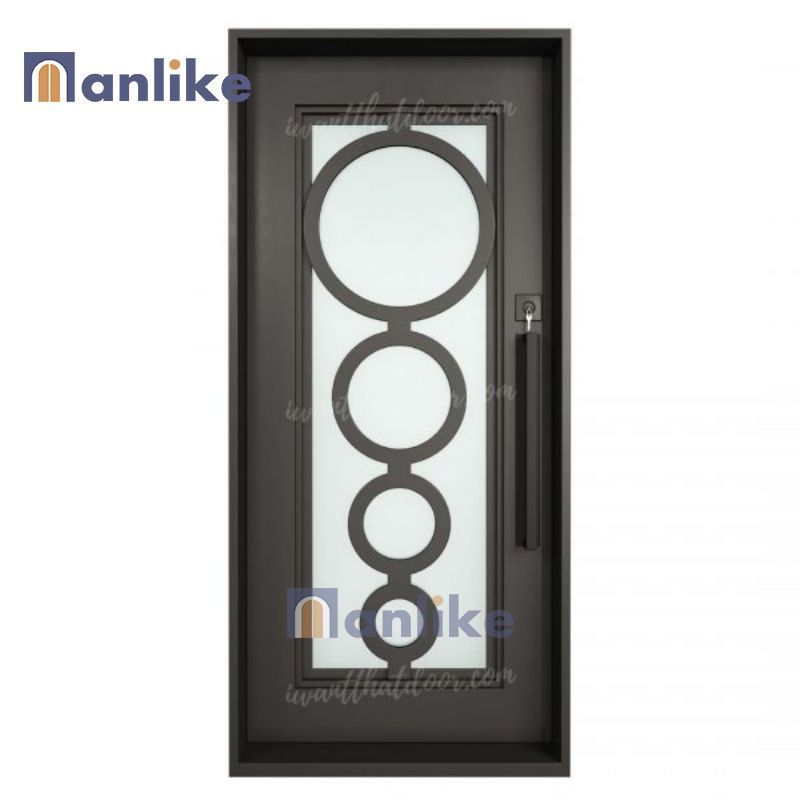 Anlike European Looking Flower Simple House Single Modern Front Wrought Iron Door Designs With Sidelights