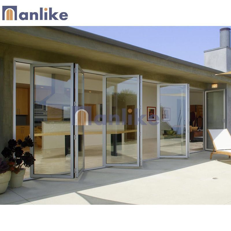 Anlike Customized Waterproof Balcony Glass Bifold Door External Folding Patio Aluminium Door With Fly Screen