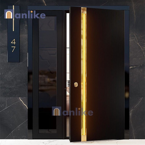 Anlike Residential High Grade Trade Hot Sale Entry Exterior Main Aluminum Panel Swing Front Black Door For House