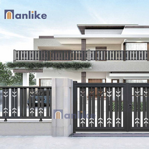 Anlike Face Recognition Lock New Style Garden Pillars Entrance Double Main Aluminum Home Front Gate Design