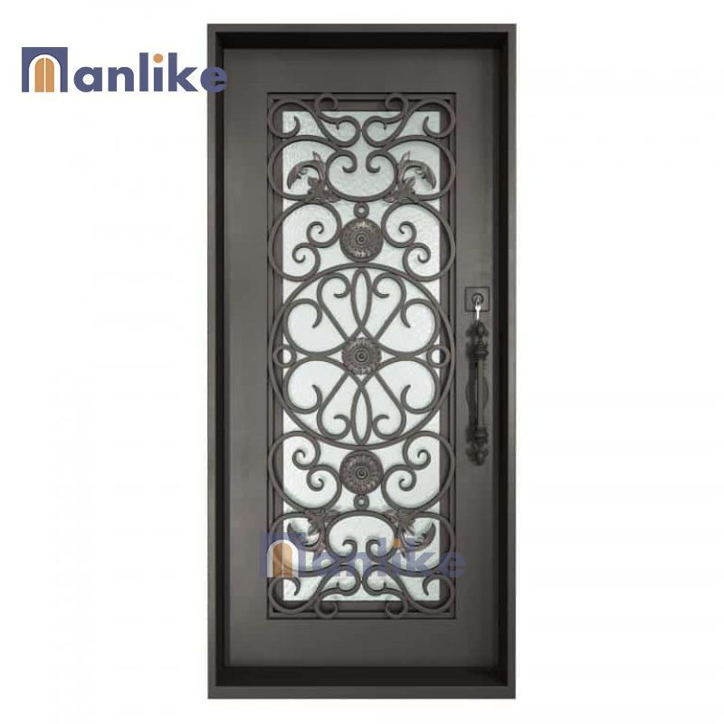 Anlike European Looking Flower Simple House Single Modern Front Wrought Iron Door Designs With Sidelights