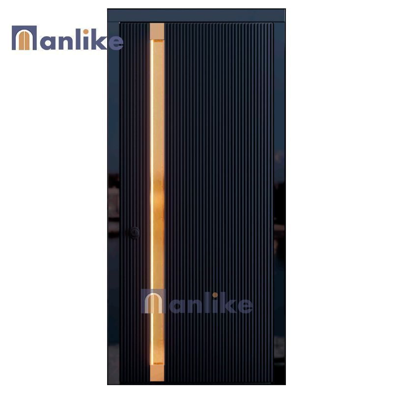 Anlike Residential High Grade Trade Hot Sale Entry Exterior Main Aluminum Panel Swing Front Black Door For House