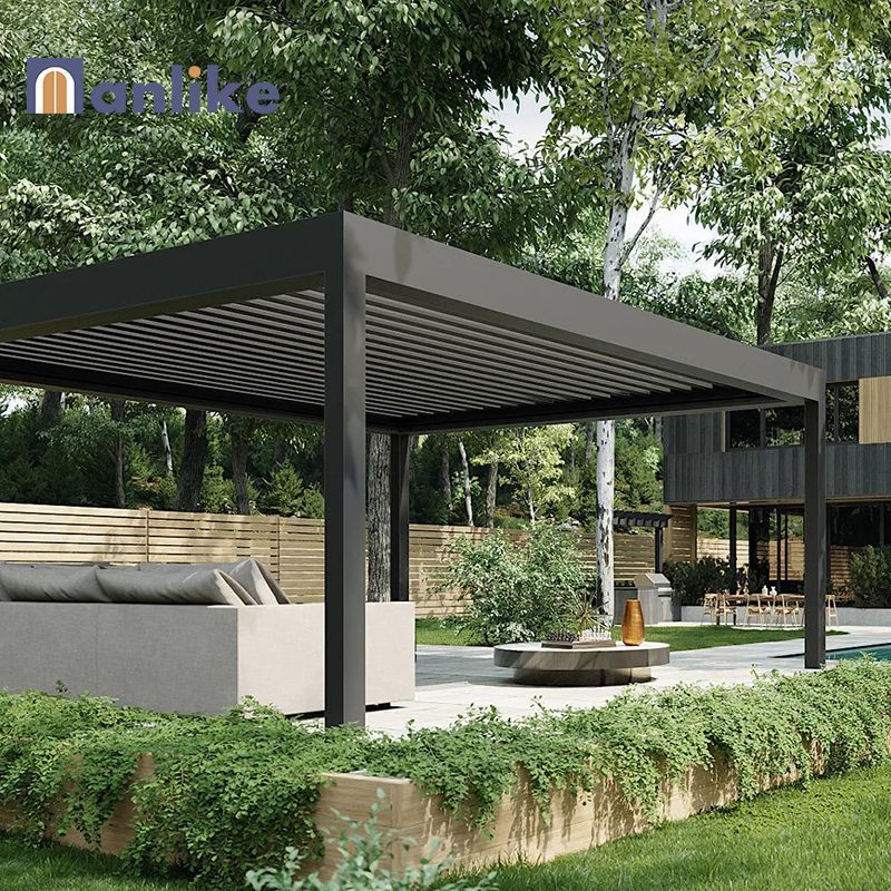 Anlike Smart Louvered 3X4 Pavilion Motorized Garden Buildings Wall Mounted Aluminium Electric Pergola Gazebo Outdoor