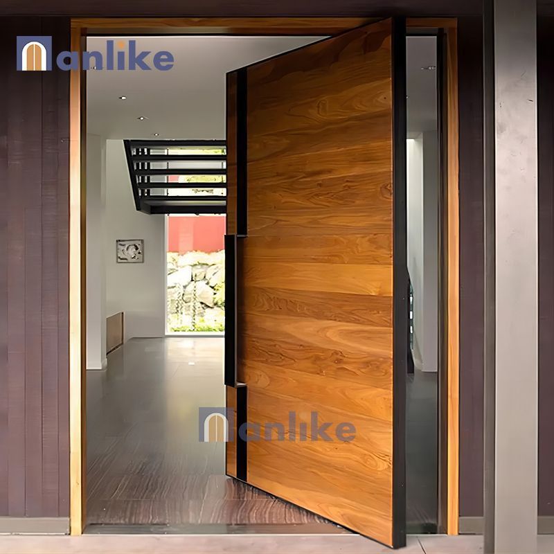 Guangdong Anlike Modern Prehung Exterior Solid Wooden Doors Front Pivot Exterior Doors Learn Entry Doors For Home