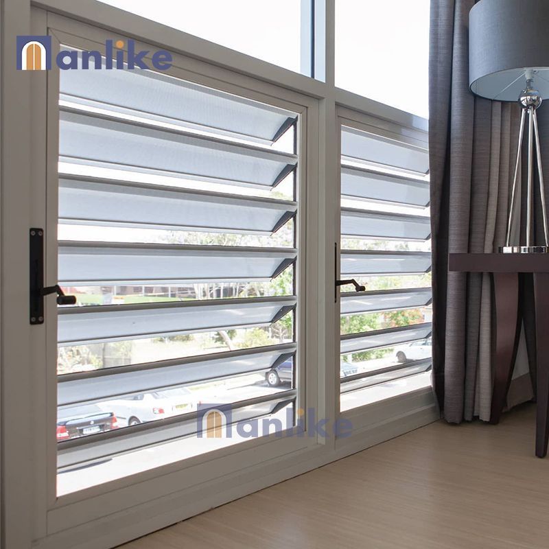 Anlike White Outside External Louvre Tinted Glass Louvers Blade Aluminium Jalousie Shutters For Window