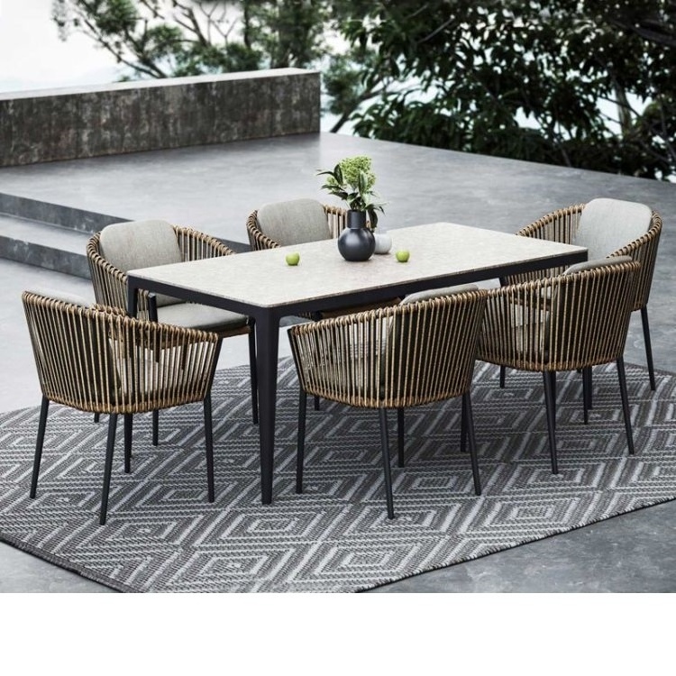 Aluminum Outdoor Chair Furniture Restaurant Tables and Chairs for Garden Use Metal Frame Chair with PE Rattan