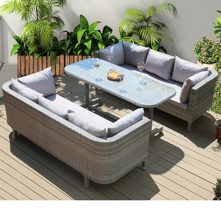 Luxurious Modern Design Outdoor Garden Sofa Set Rattan Sectional with Aluminum Frame for Villa & Courtyard Furniture