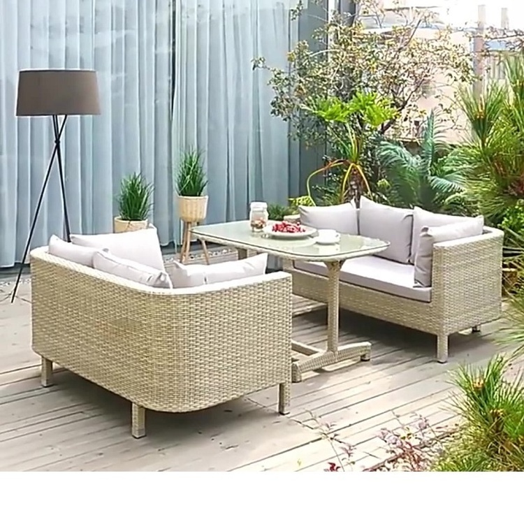 Luxurious Modern Design Outdoor Garden Sofa Set Rattan Sectional with Aluminum Frame for Villa & Courtyard Furniture