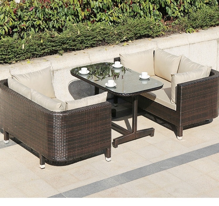 Luxurious Modern Design Outdoor Garden Sofa Set Rattan Sectional with Aluminum Frame for Villa & Courtyard Furniture