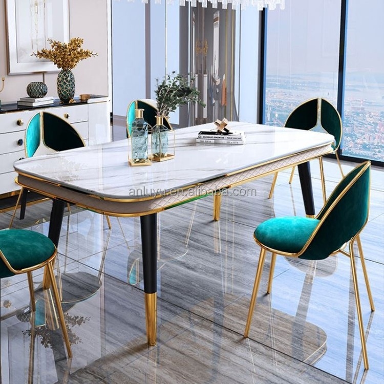 Modern Design Black  Dining Room Furniture Set for 8 Table and Chair 6-Piece Dining Table and Chair Set with Pictures