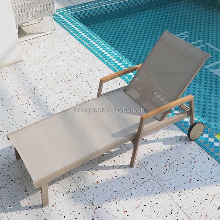 Modern Outdoor Pool Lounger Furniture Comfortable Mesh Sun Loungers for Courtyard Park Villa & Exterior for Sunbathing