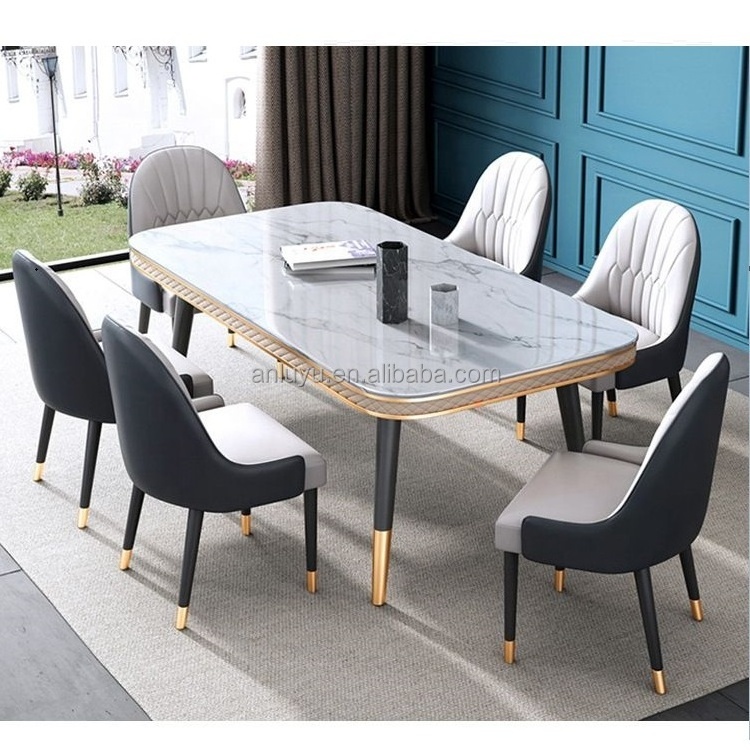 Modern Design Black  Dining Room Furniture Set for 8 Table and Chair 6-Piece Dining Table and Chair Set with Pictures