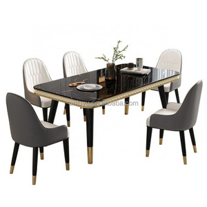 Modern Design Black  Dining Room Furniture Set for 8 Table and Chair 6-Piece Dining Table and Chair Set with Pictures